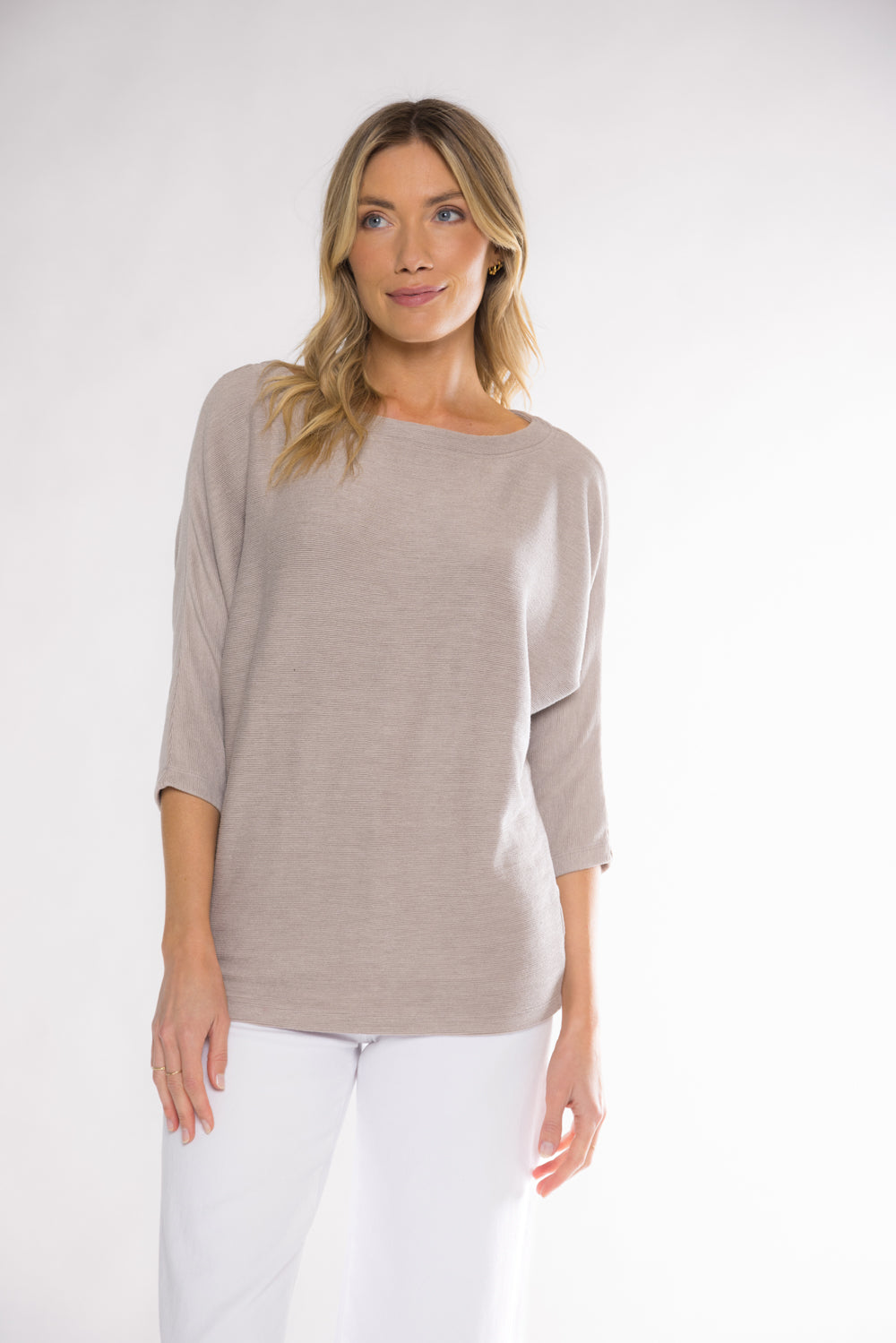 DAPHNE BOAT NECK TOP - TAUPE
