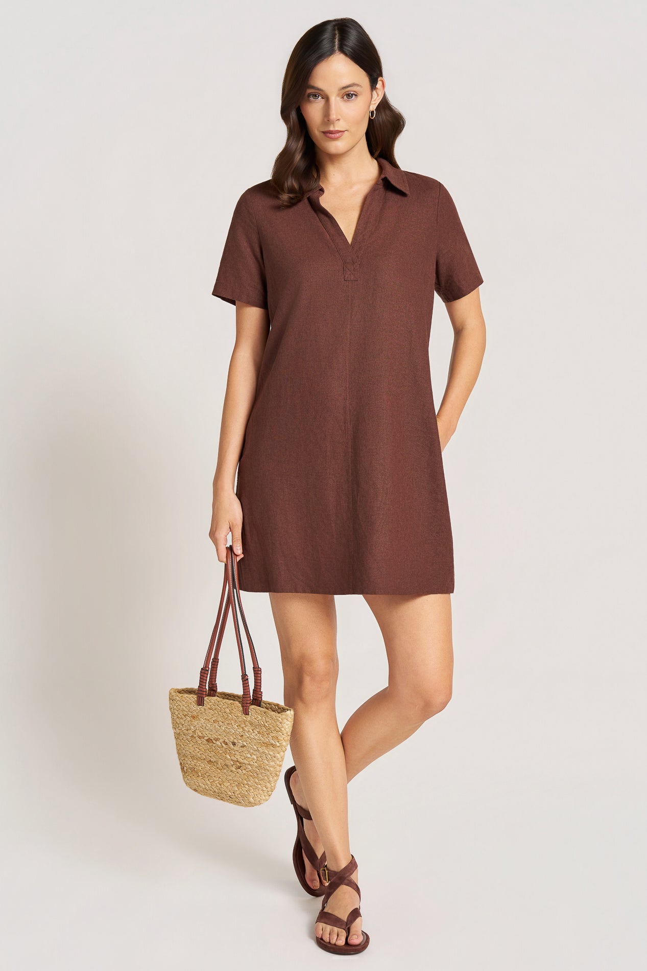 【2025今期✨️セオリー】 Satin Crepe Easy Popover SABLE POPOVER DRESS - CHOCOLATE – mattym