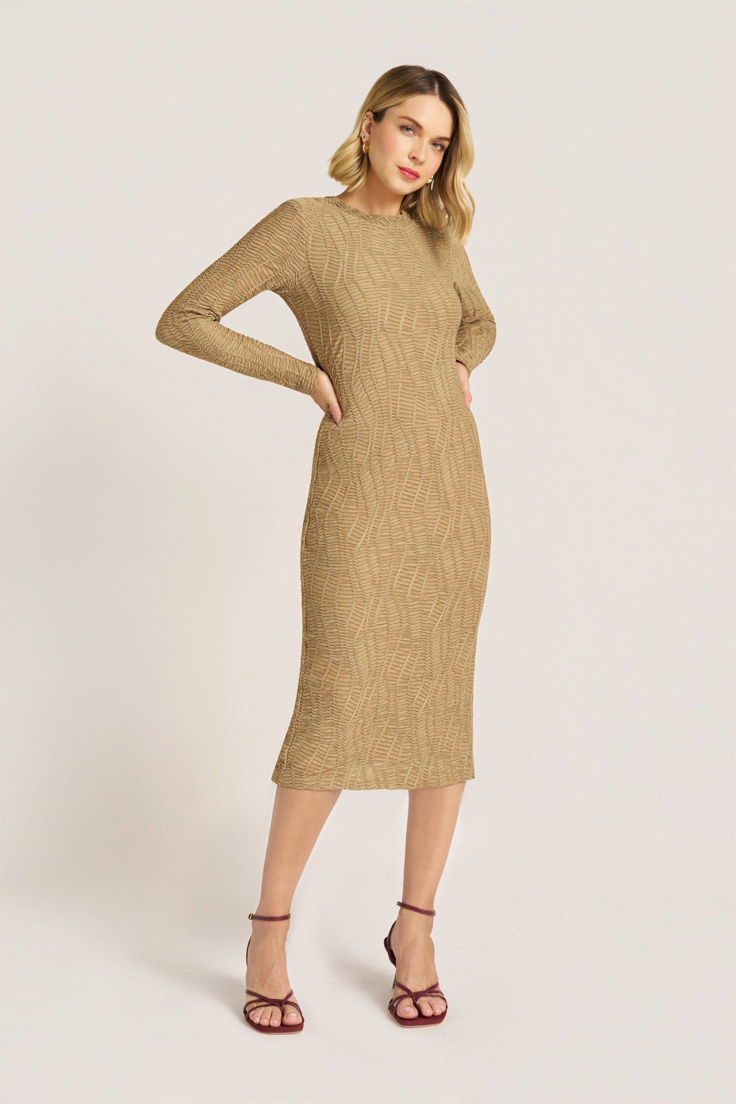 goldray cosima knit midi dress Long Sleeve Sweater - Heather Grey in cups for integrated support and structure Cosima Embellished Goldray Cosima Knit