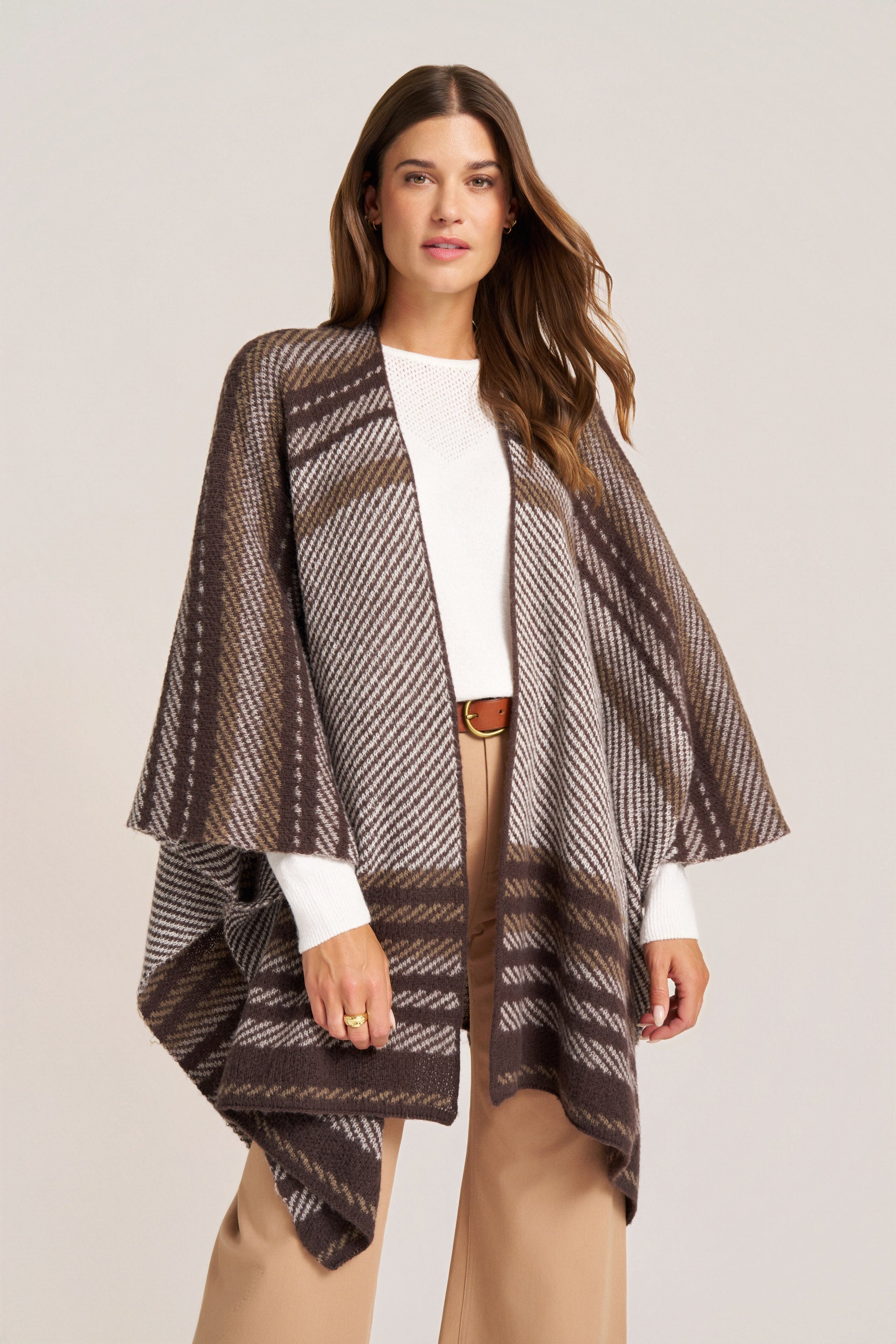 AUSTIN STRIPE PONCHO - CHOCOLATE – mattym