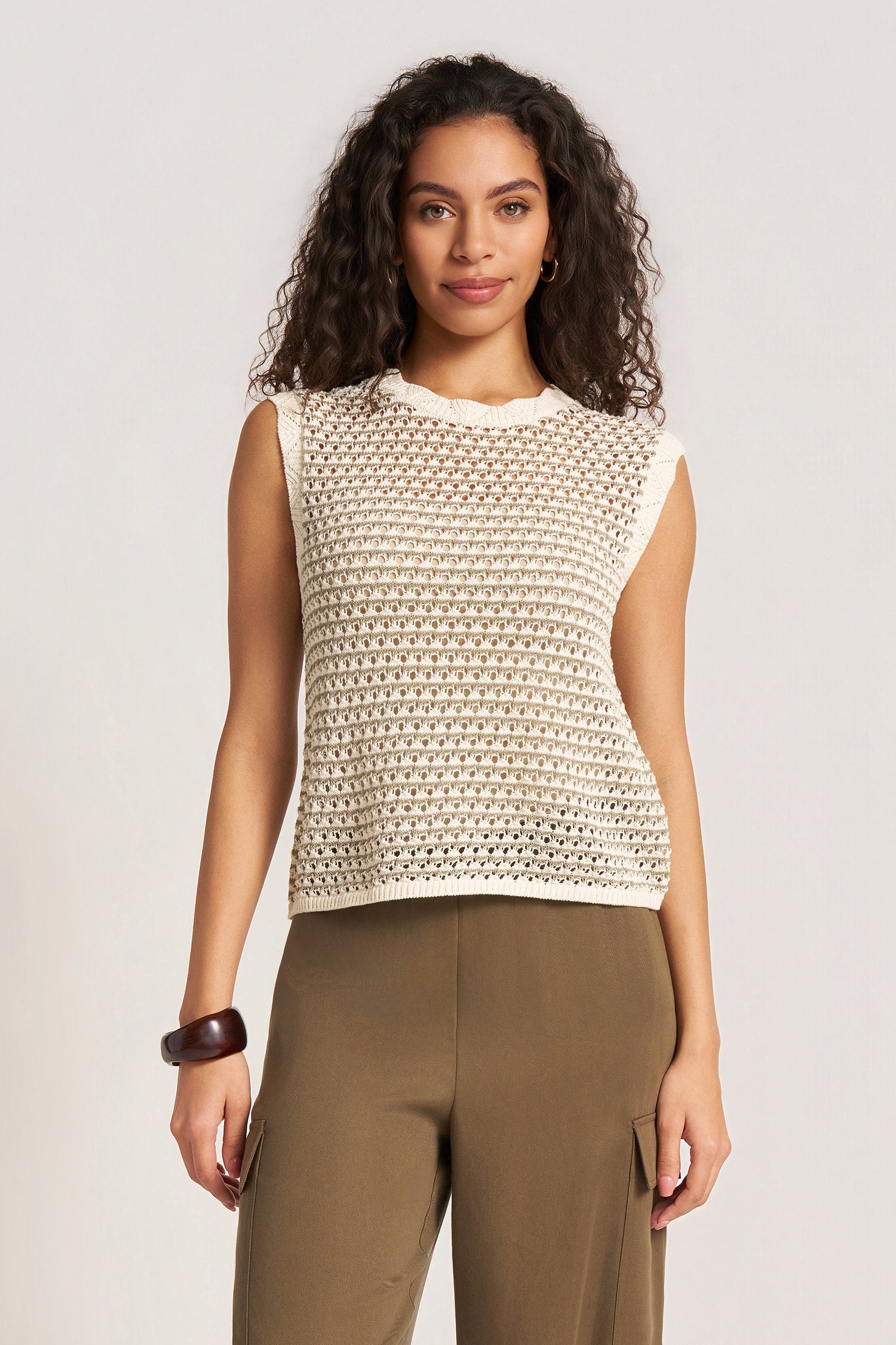 BROOKSIDE CROCHET VEST - NATURAL/SAGE – mattym