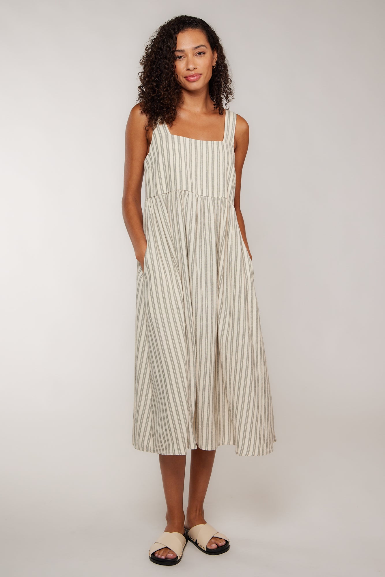 JORDYN MIDI DRESS - NATURAL/SAGE