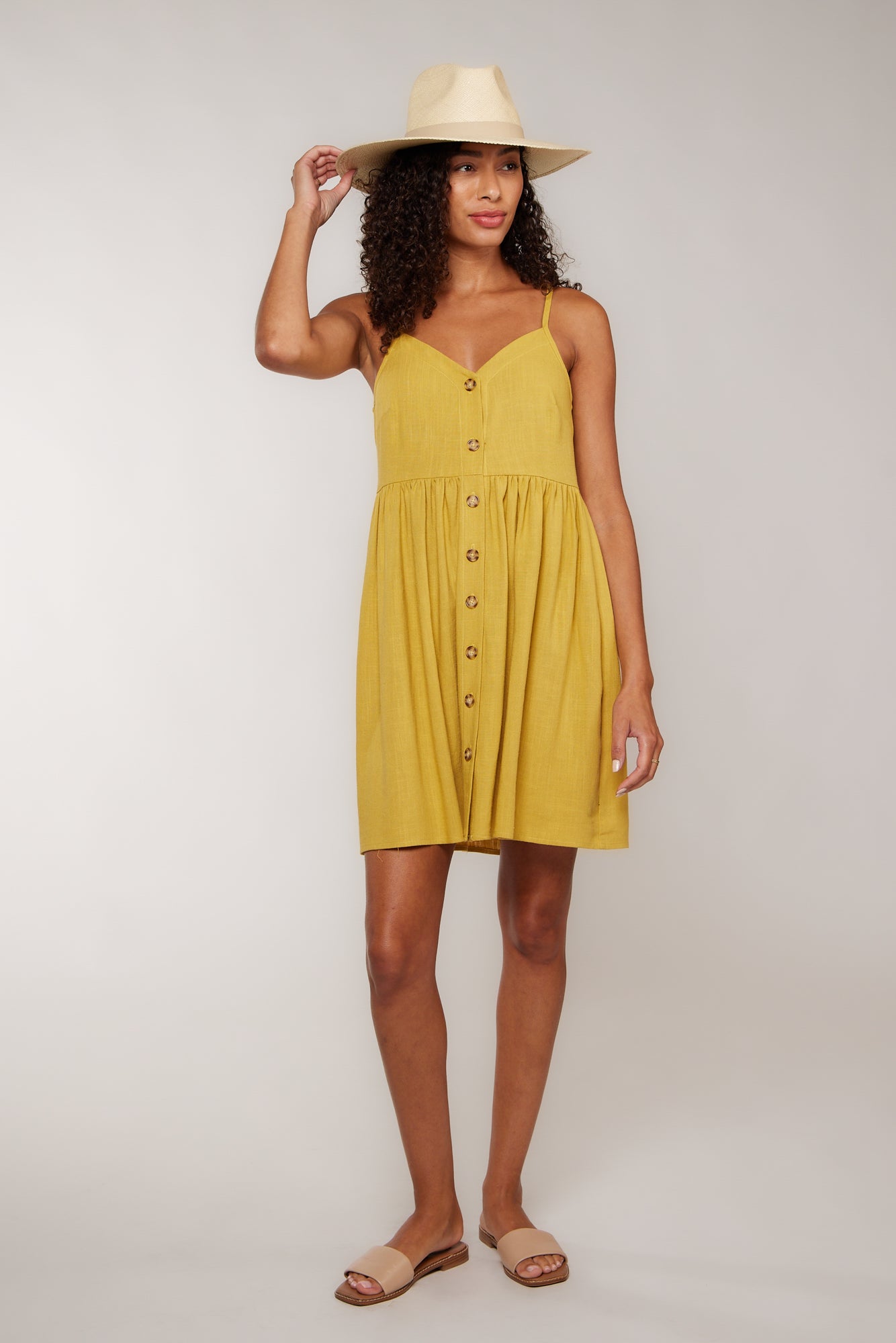 BECKY MINI DRESS - MUSTARD