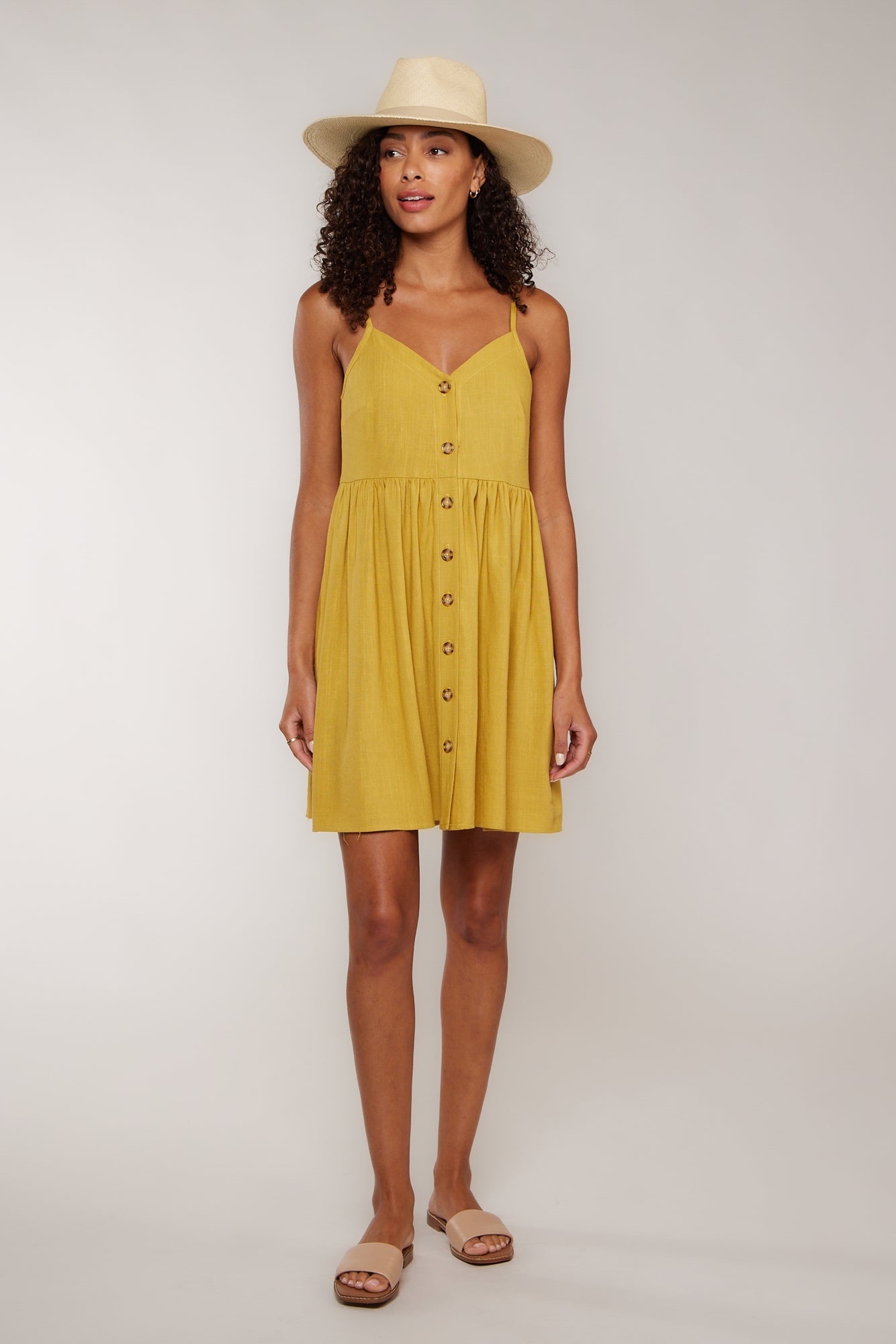 BECKY MINI DRESS - MUSTARD