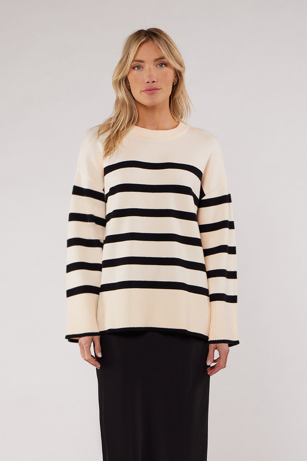 ELLIOT STRIPE SWEATER - IVORY/BLACK