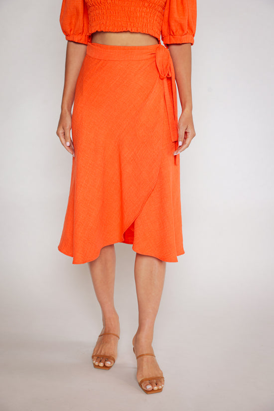 CORA WRAP SKIRT - TANGERINE