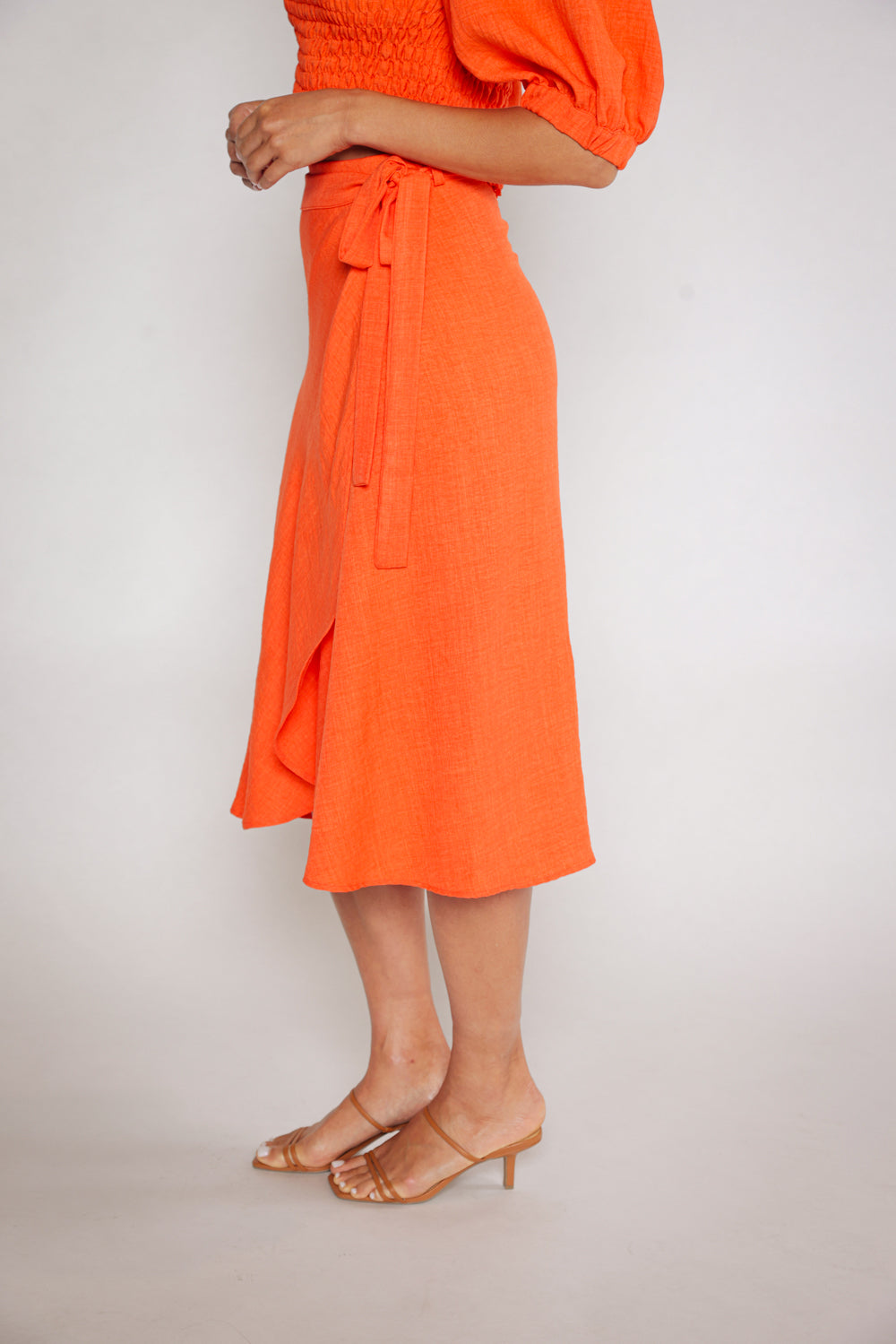 CORA WRAP SKIRT - TANGERINE