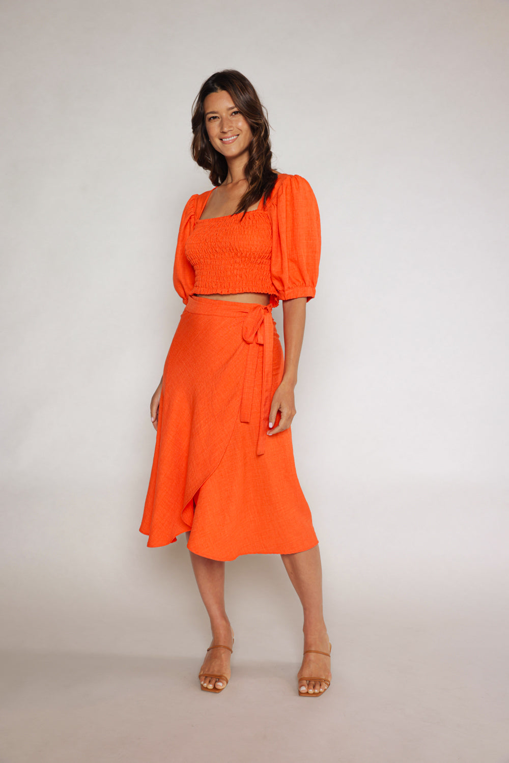 CORA WRAP SKIRT - TANGERINE