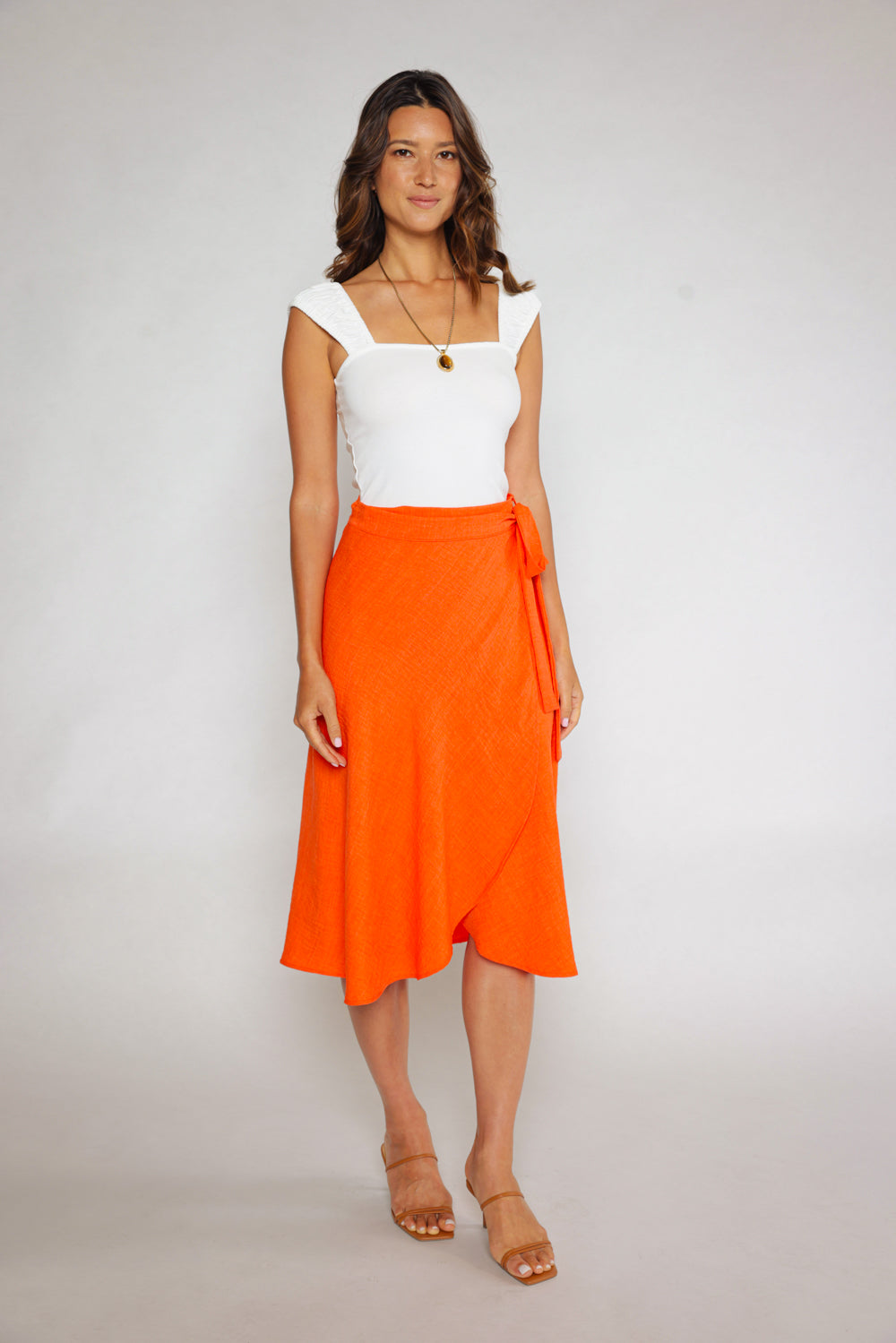 CORA WRAP SKIRT - TANGERINE