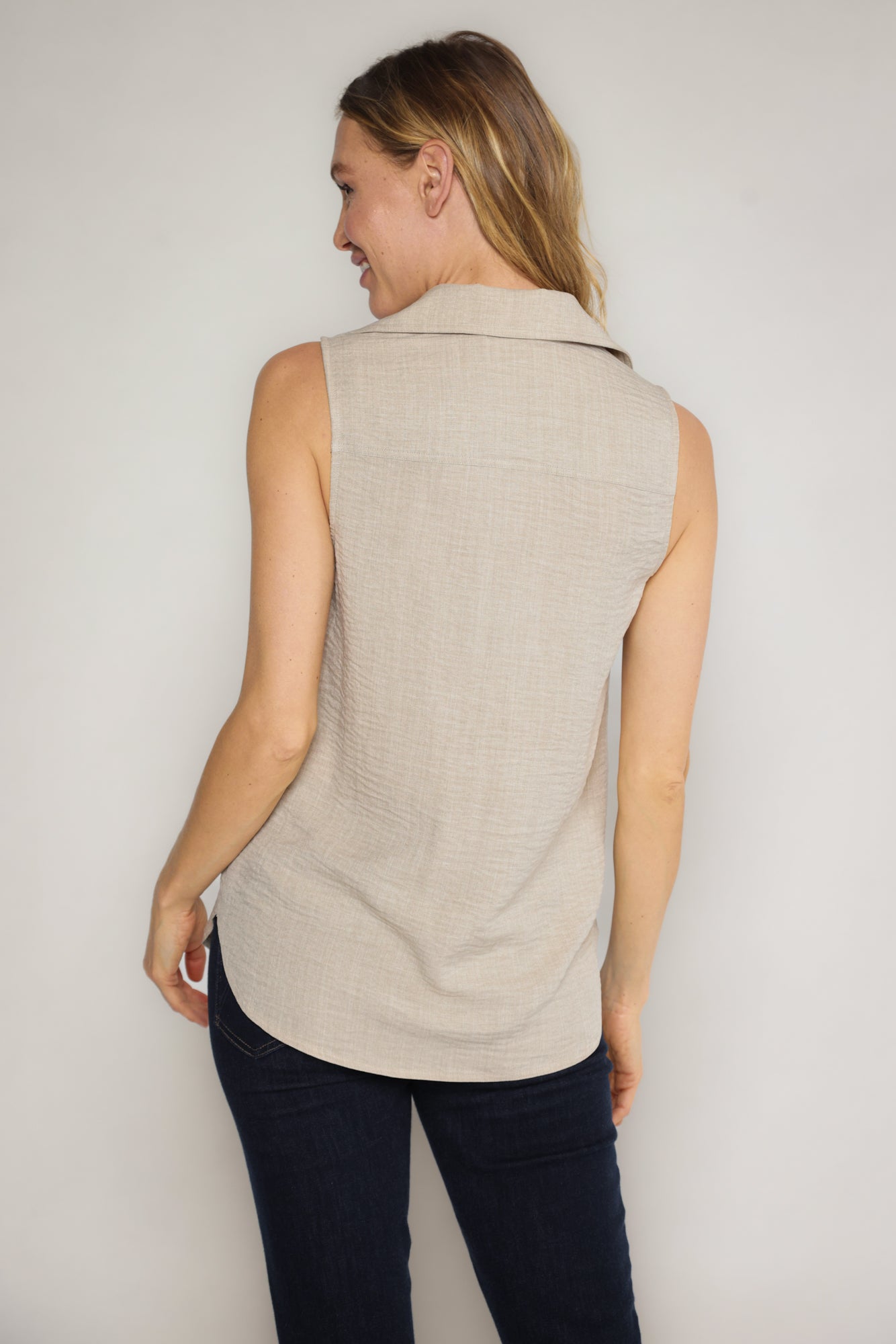 EUCLID SLEEVELES SHIRT - NATURAL