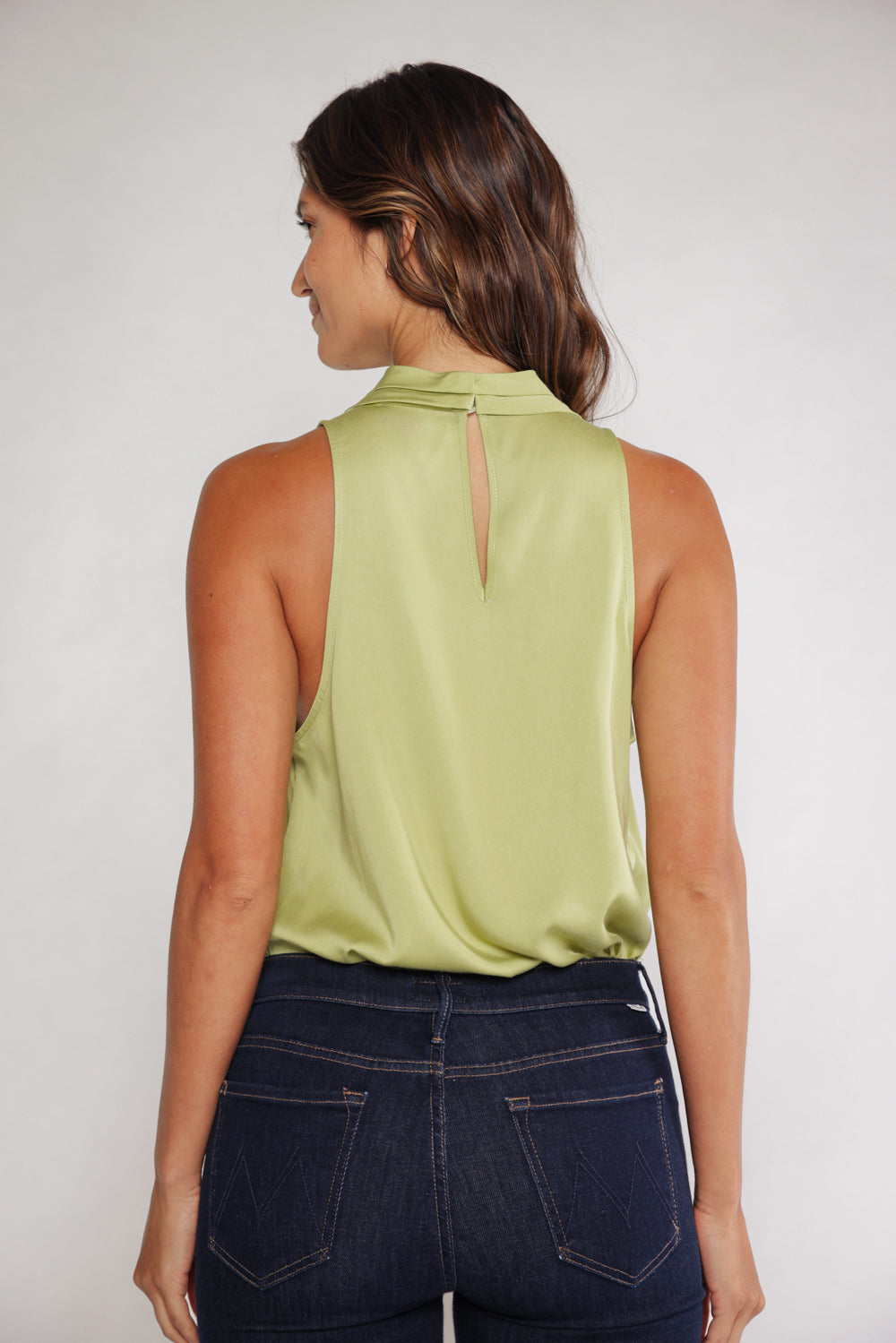 CAPRI COWL NECK TOP - LIME