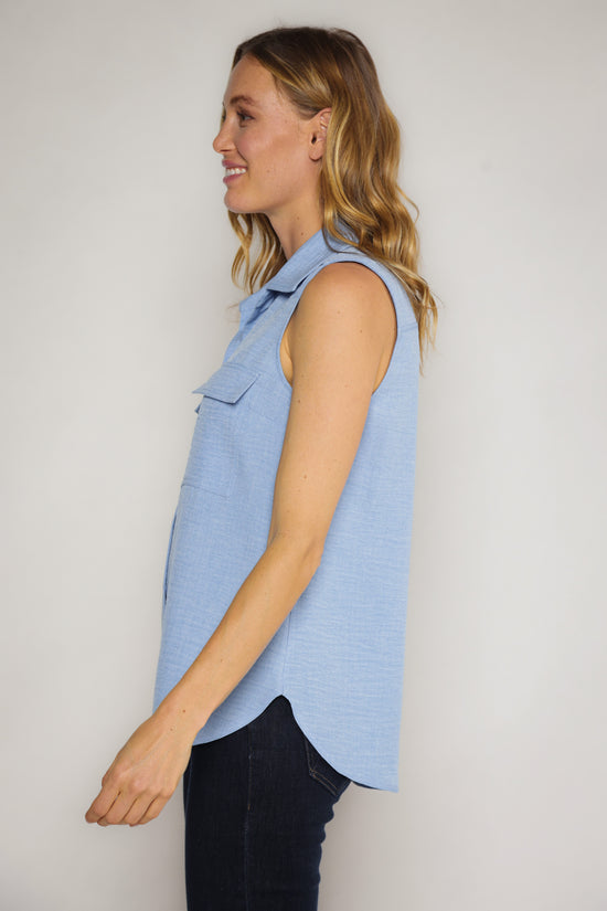 EUCLID SLEEVELES SHIRT - CHAMBRAY