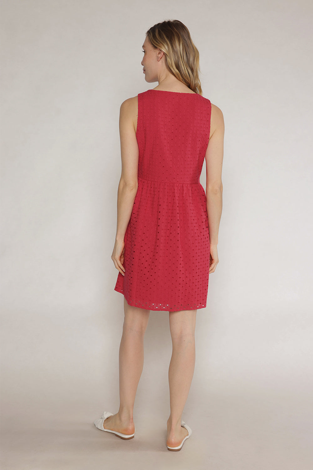 LIA V-NECK DRESS - CHERRY