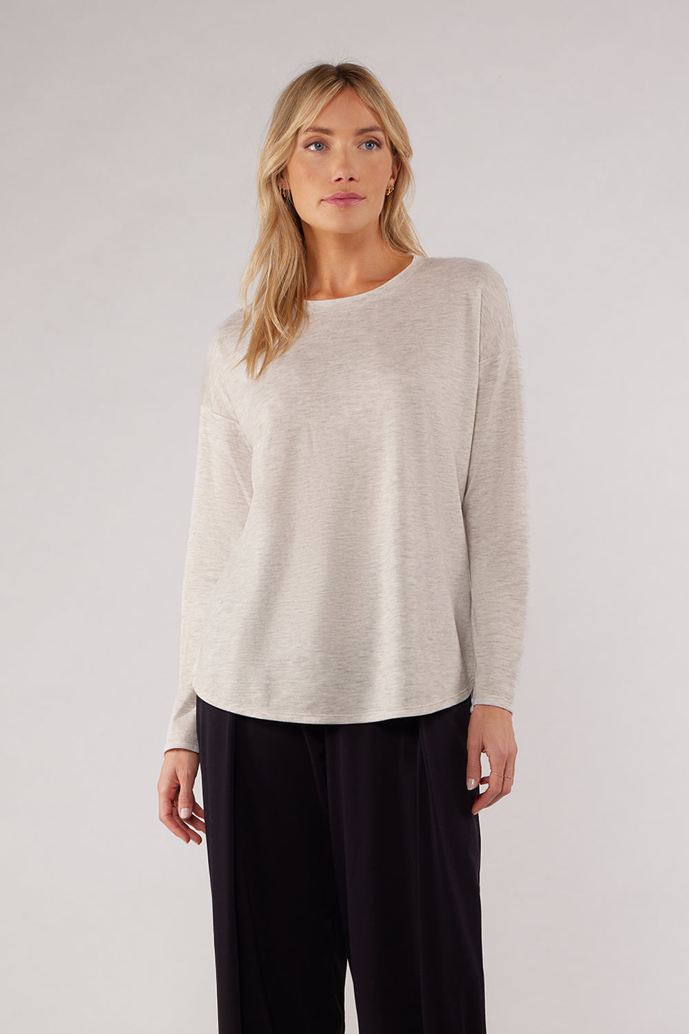 PARKER 3/4 SLEEVE TOP - HEATHER PRL GRY