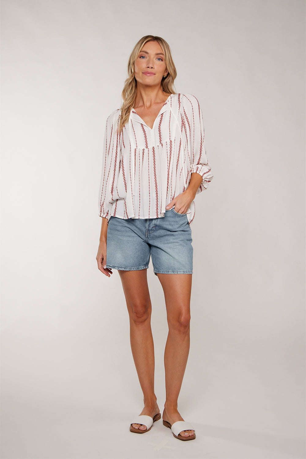 VICTORIA TOP - WHITE/RED