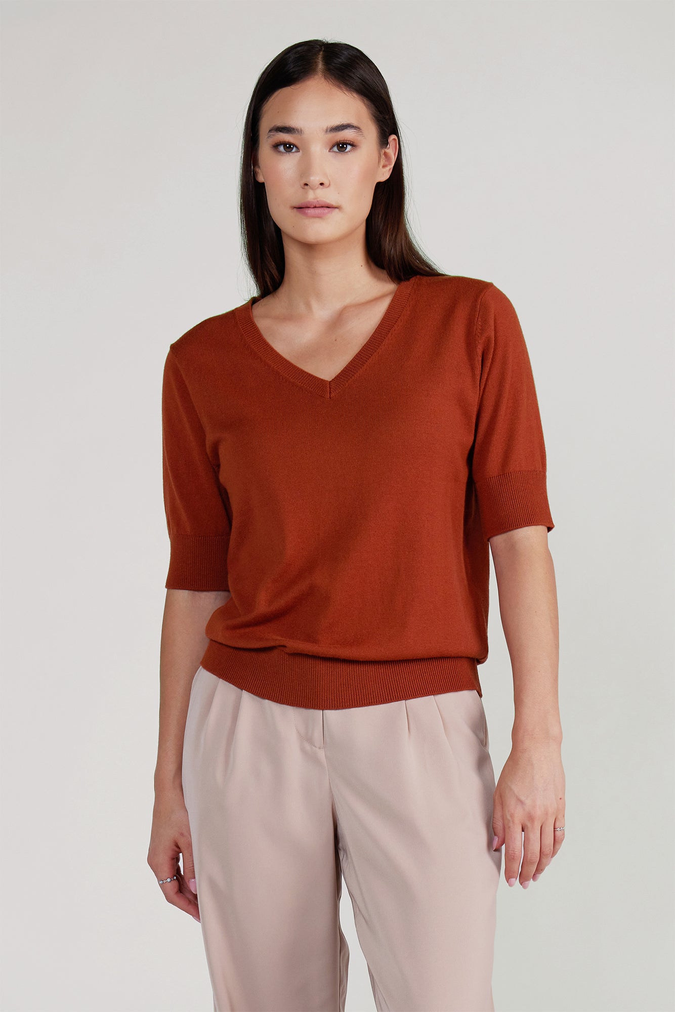 FRANKLIN SHORT SLEEVE SWEATER - SPICE