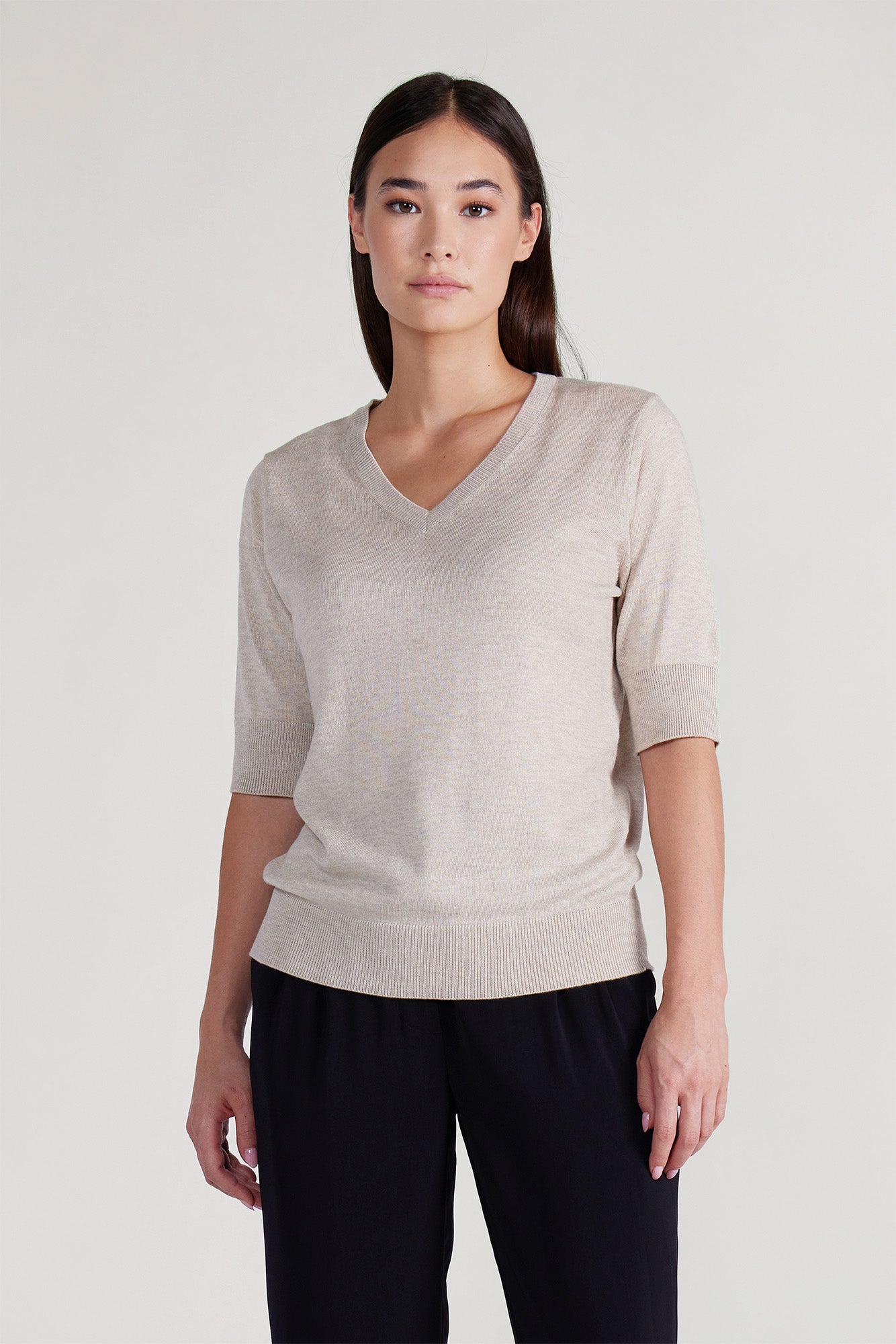 FRANKLIN SHORT SLEEVE SWEATER - H OATMEAL