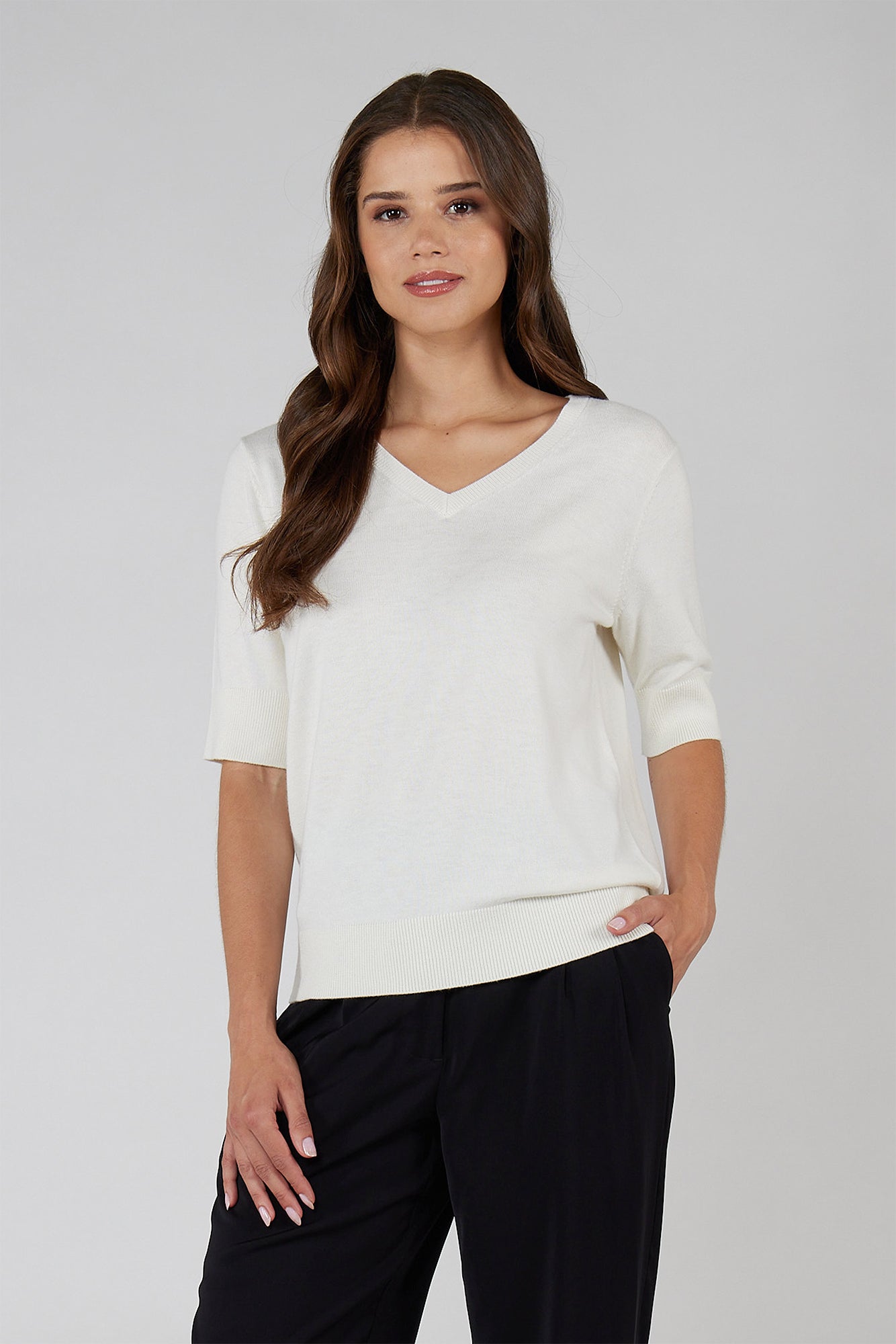 FRANKLIN SHORT SLEEVE SWEATER - IVORY