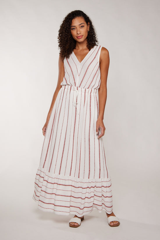 NORA MAXI DRESS - WHITE/RED