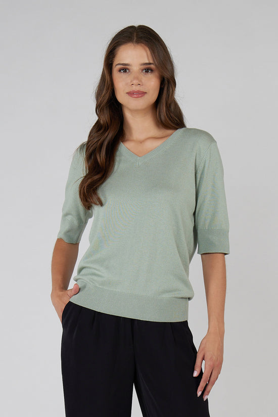 FRANKLIN SHORT SLEEVE SWEATER - SAGE