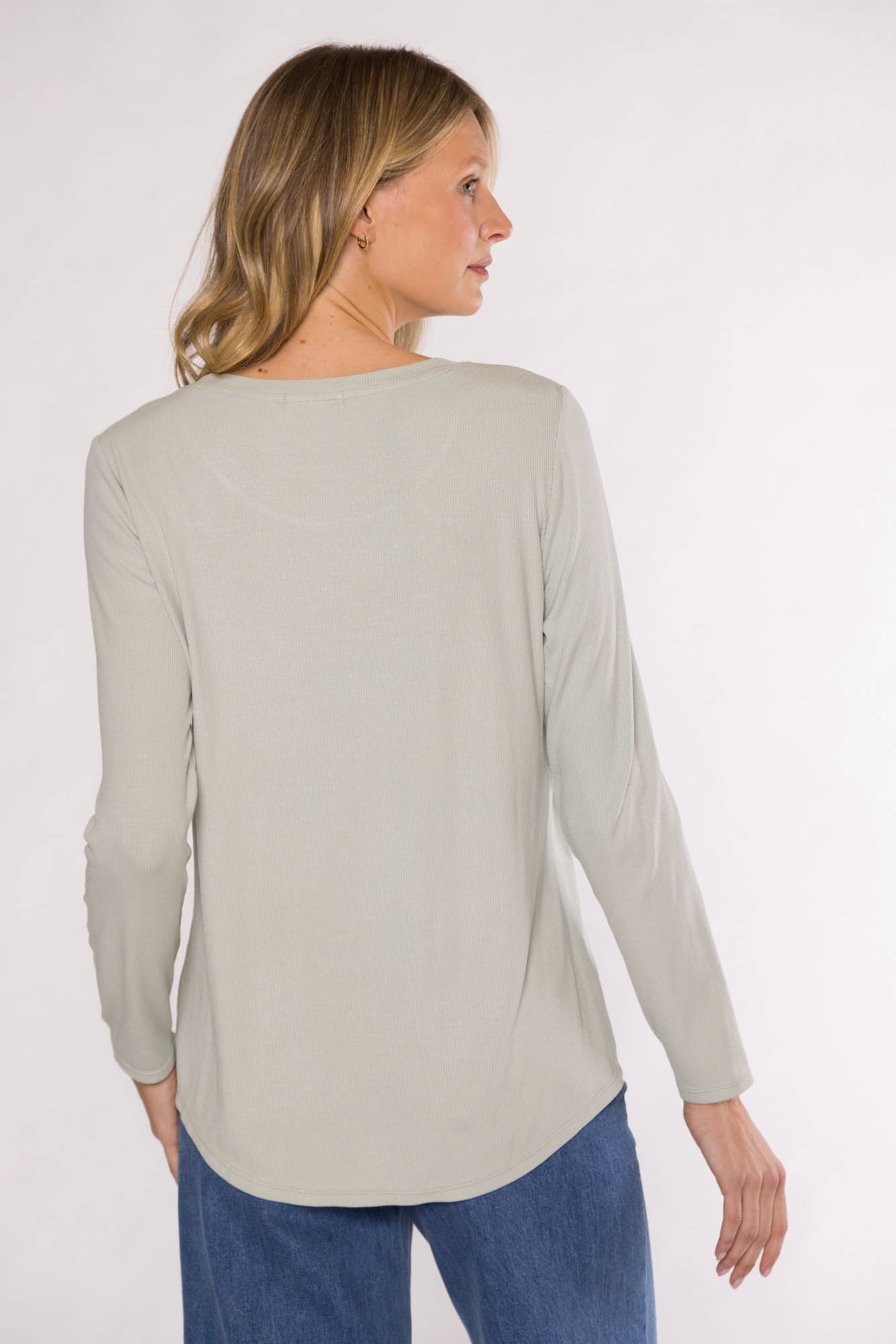 MAGGIE SCOOP NECK TOP - SAGE