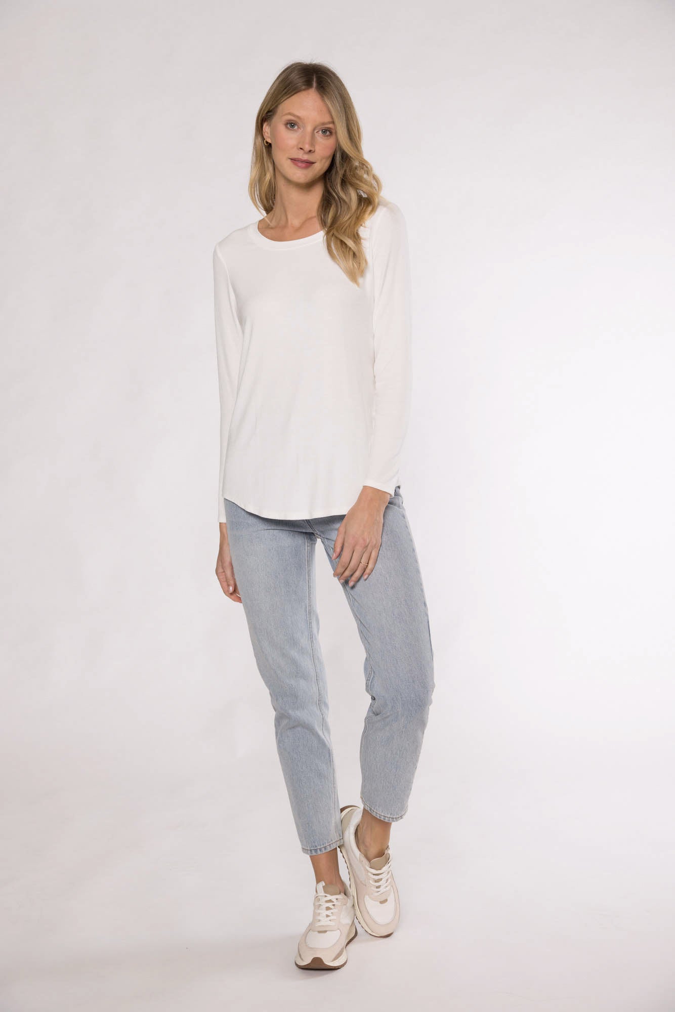 MAGGIE SCOOP NECK TOP - VELLUM