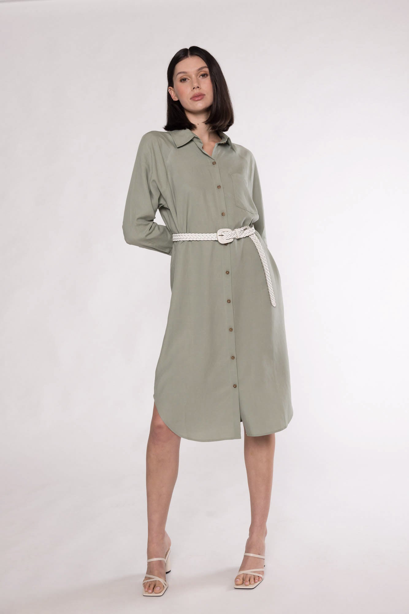 ENA SHIRT DRESS - SAGE