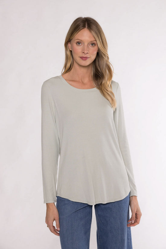 MAGGIE SCOOP NECK TOP - SAGE