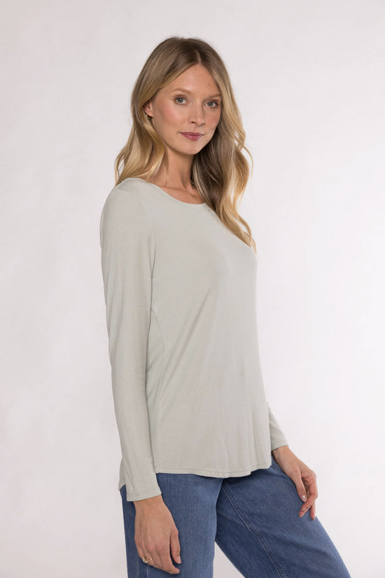 MAGGIE SCOOP NECK TOP - SAGE