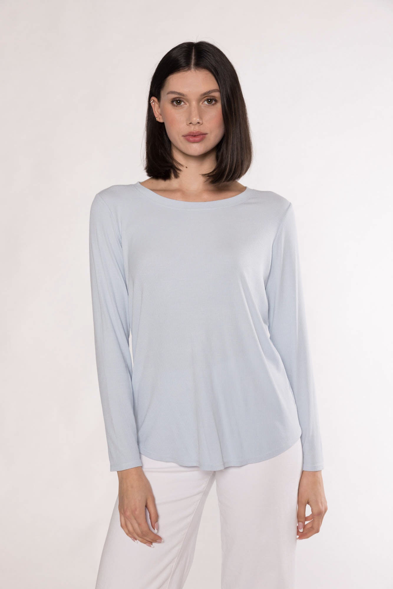 MAGGIE SCOOP NECK TOP - SKY