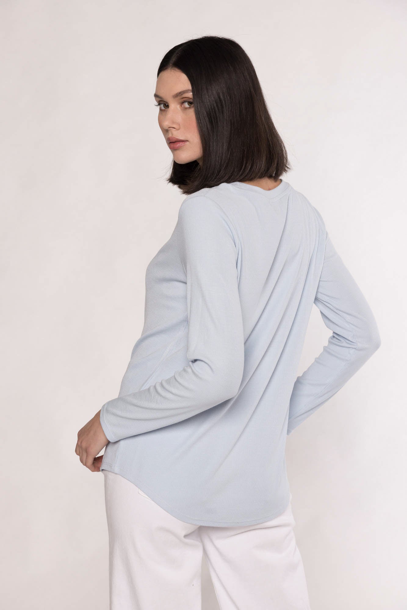 MAGGIE SCOOP NECK TOP - SKY