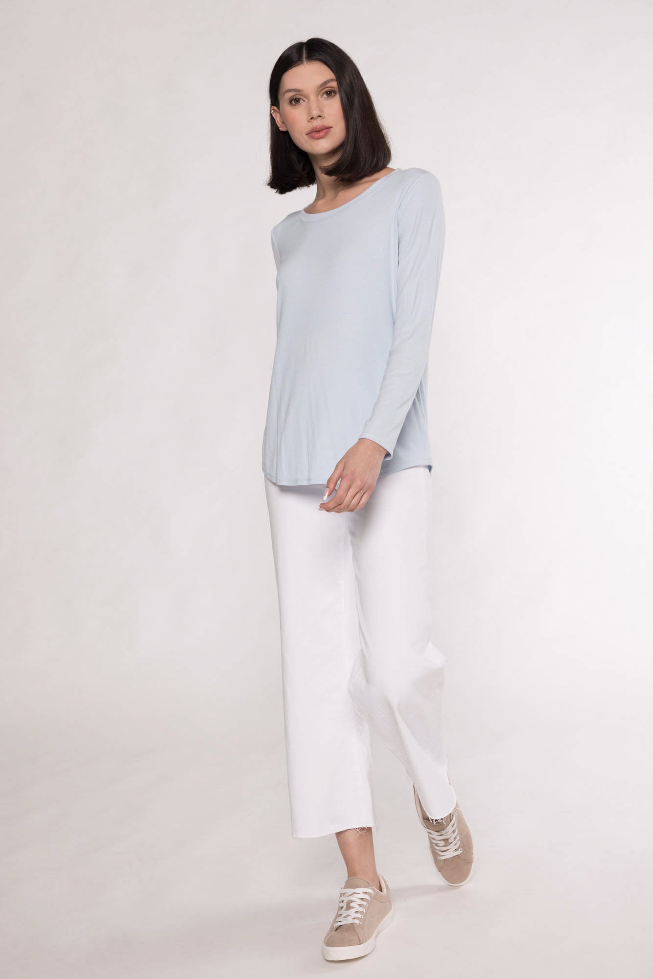 MAGGIE SCOOP NECK TOP - SKY