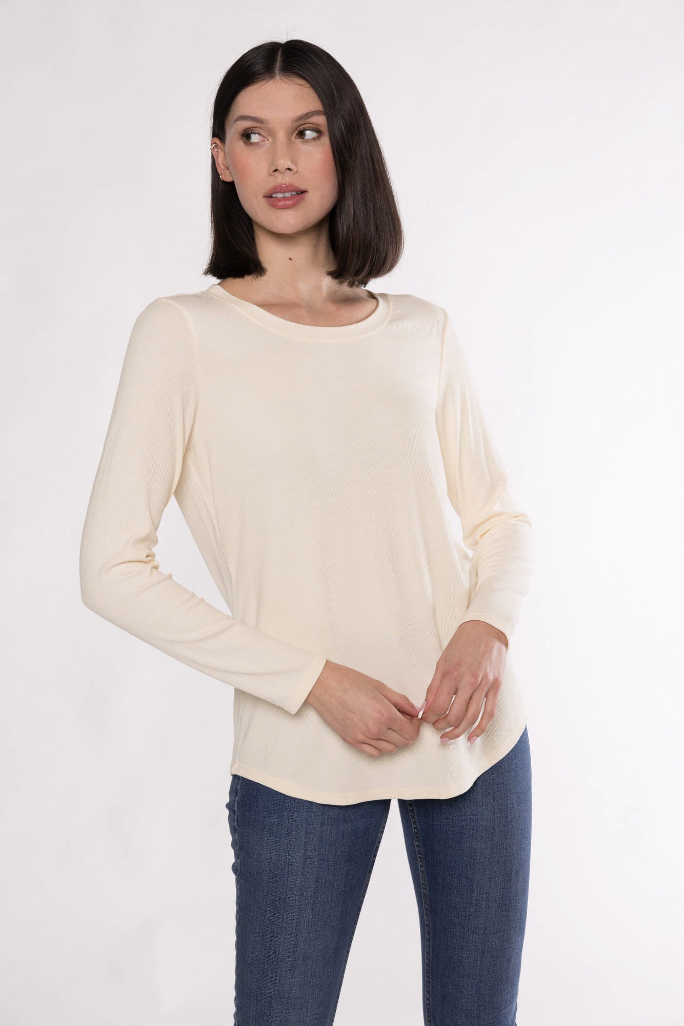 MAGGIE SCOOP NECK TOP - BUTTER