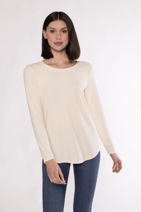 MAGGIE SCOOP NECK TOP - BUTTER