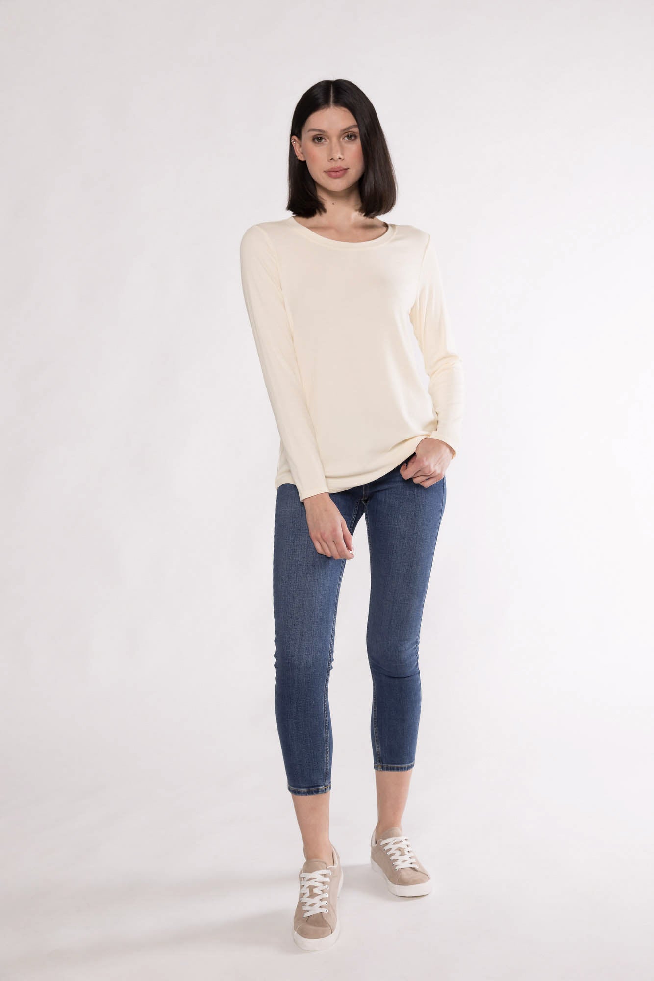 MAGGIE SCOOP NECK TOP - BUTTER