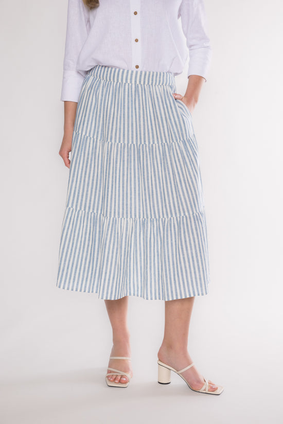 EMORY TIERED SKIRT - DENIM