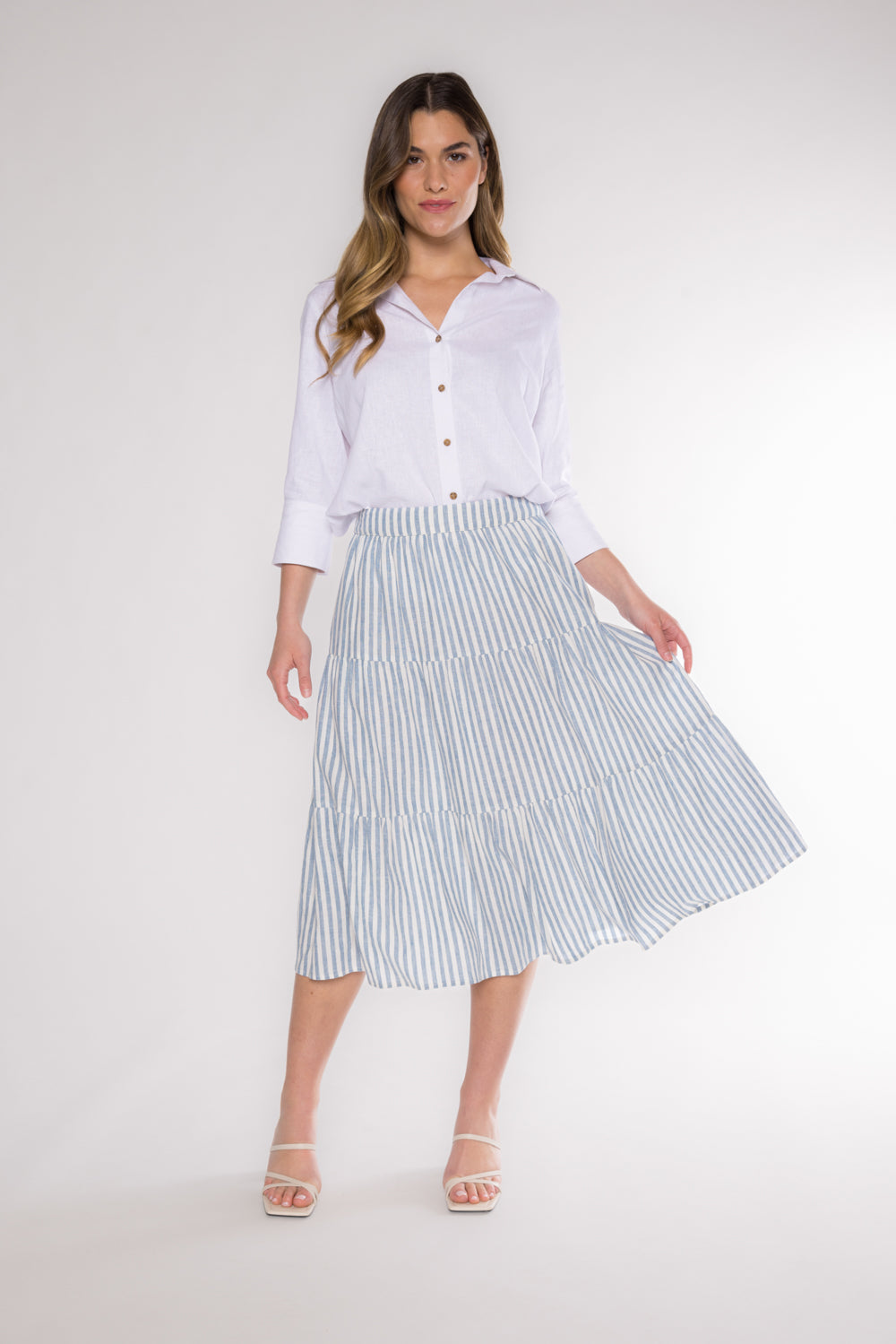 EMORY TIERED SKIRT - DENIM