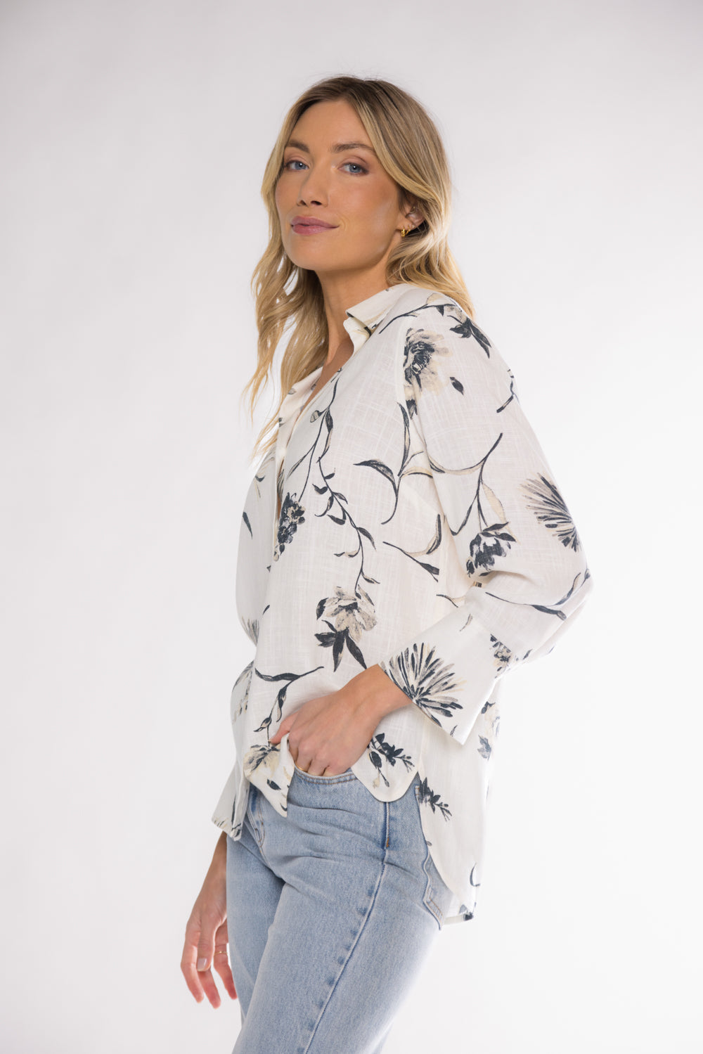 CHRYSTIE BUTTON UP - NATURAL