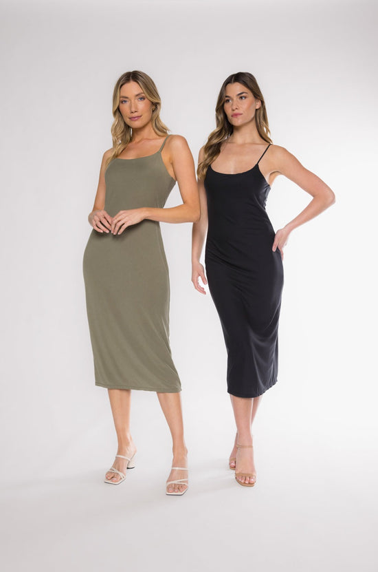 BRIO SLIP DRESS - OLIVE