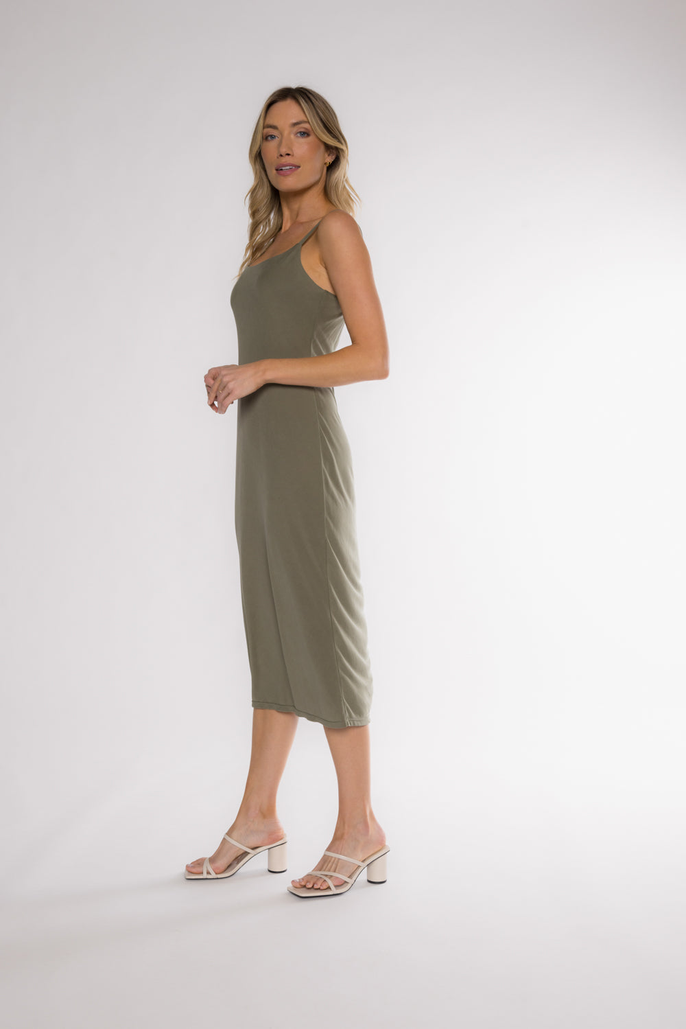 BRIO SLIP DRESS - OLIVE