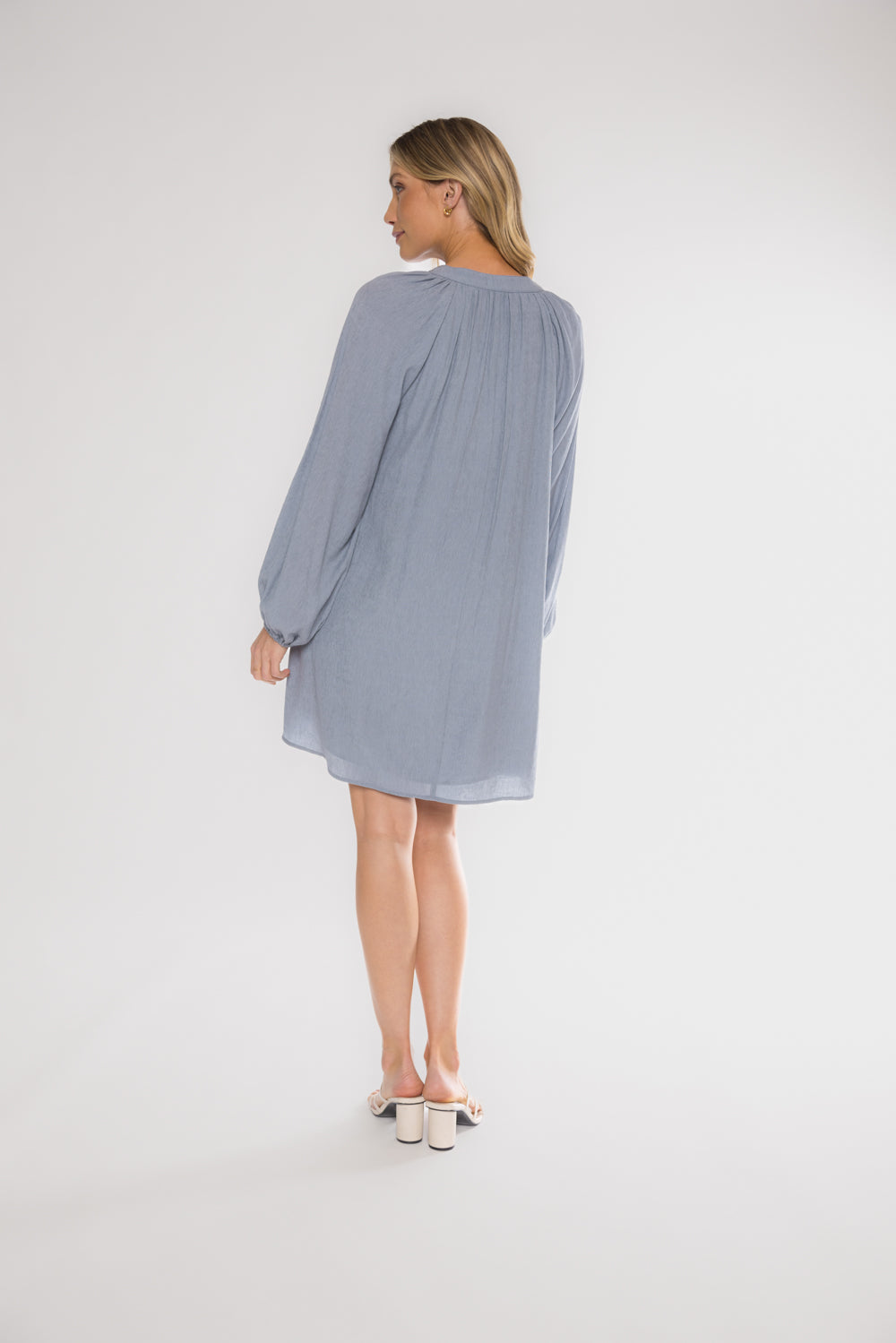 LUCY TUNIC DRESS - DUSTY BLUE