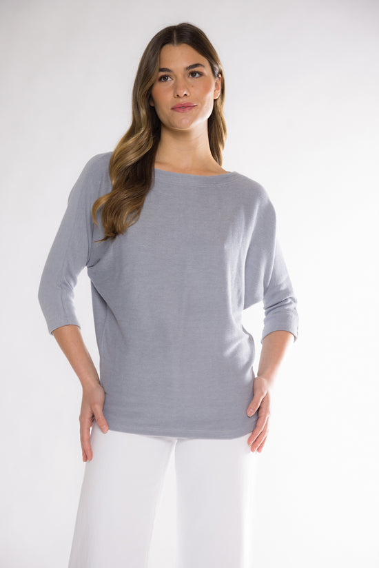 DAPHNE BOAT NECK TOP - DUSTY BLUE