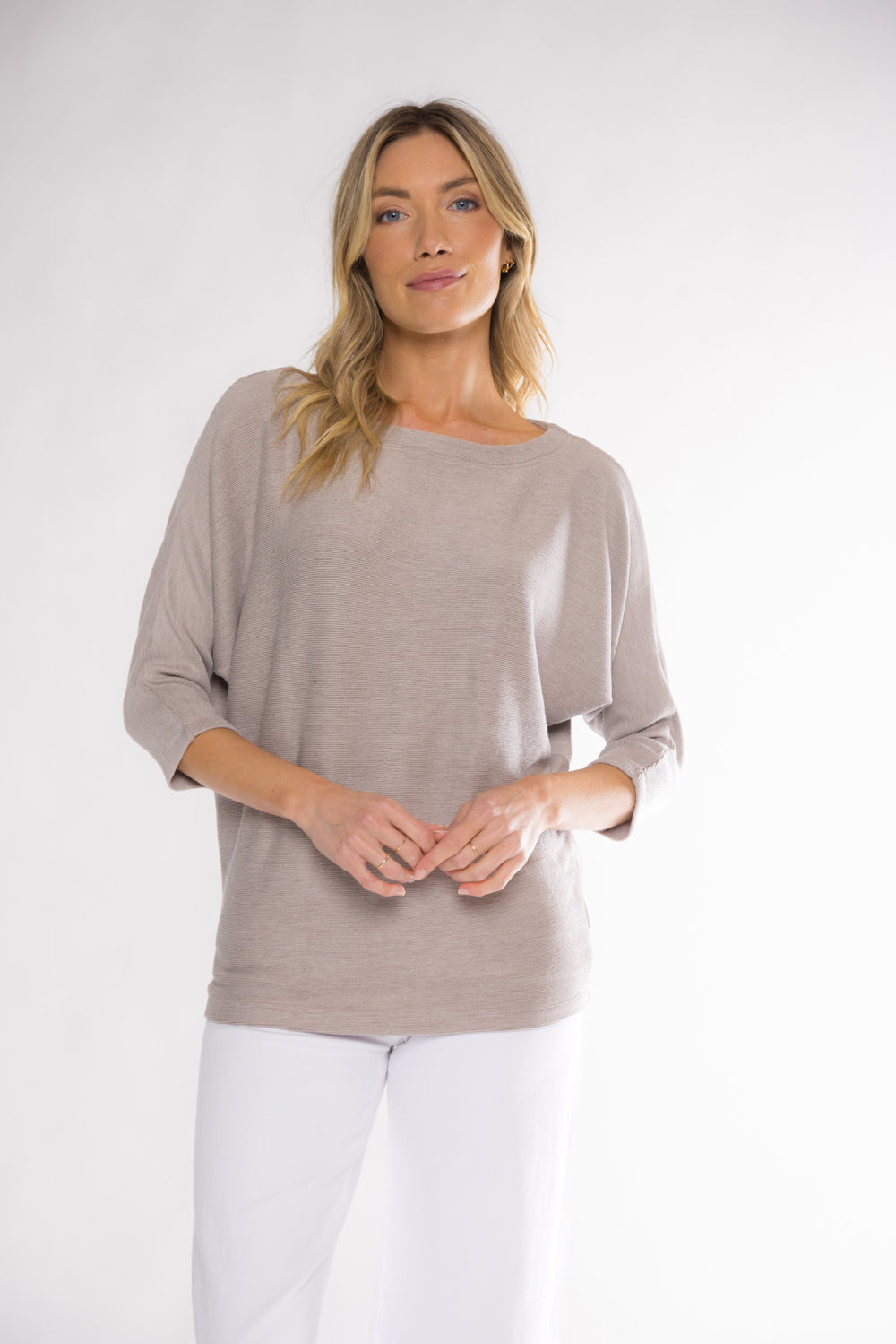 DAPHNE BOAT NECK TOP - TAUPE