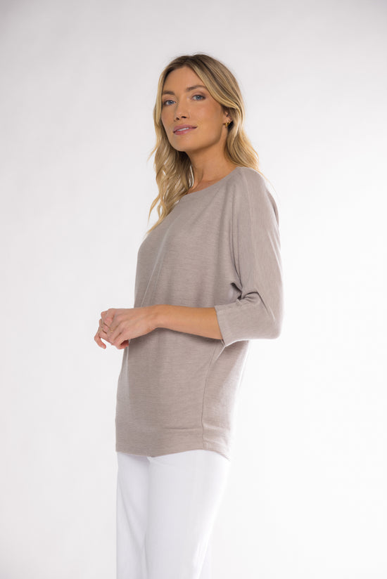 DAPHNE BOAT NECK TOP - TAUPE