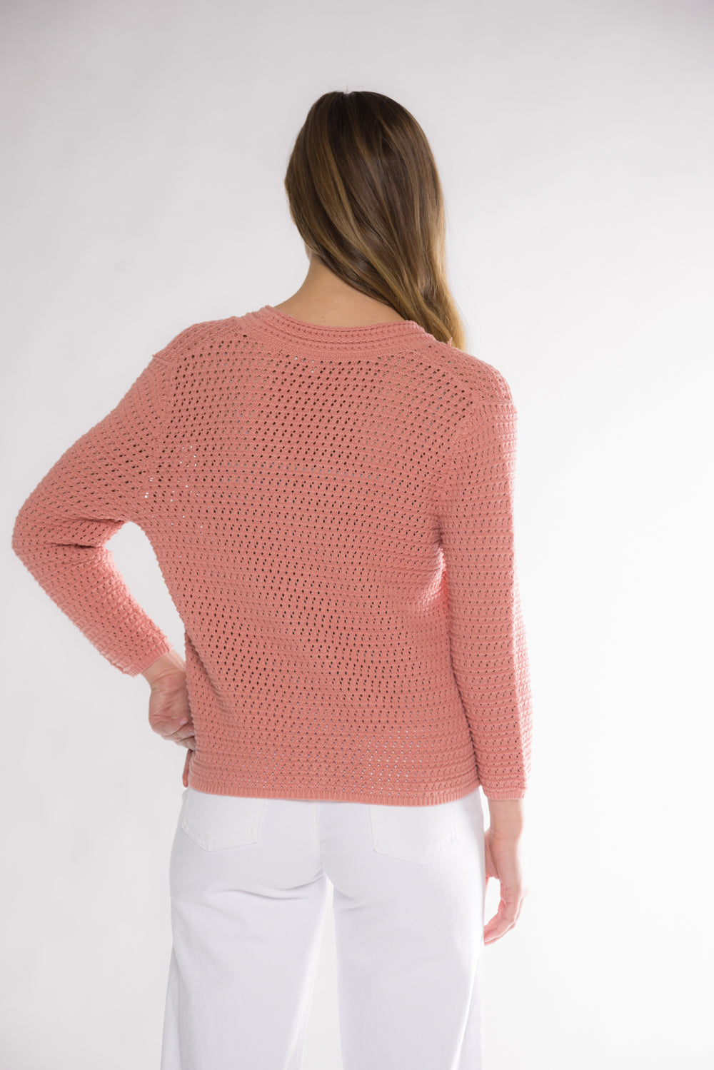 ELIZABETH CROCHET CARDIGAN - CORAL