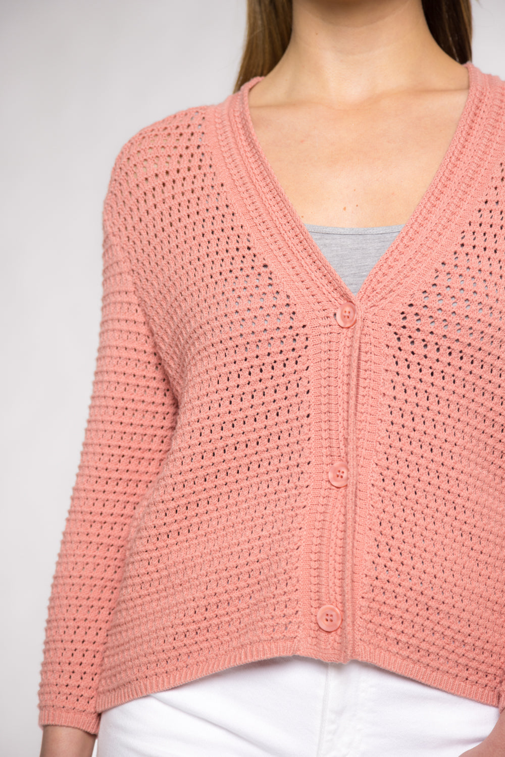 ELIZABETH CROCHET CARDIGAN - CORAL