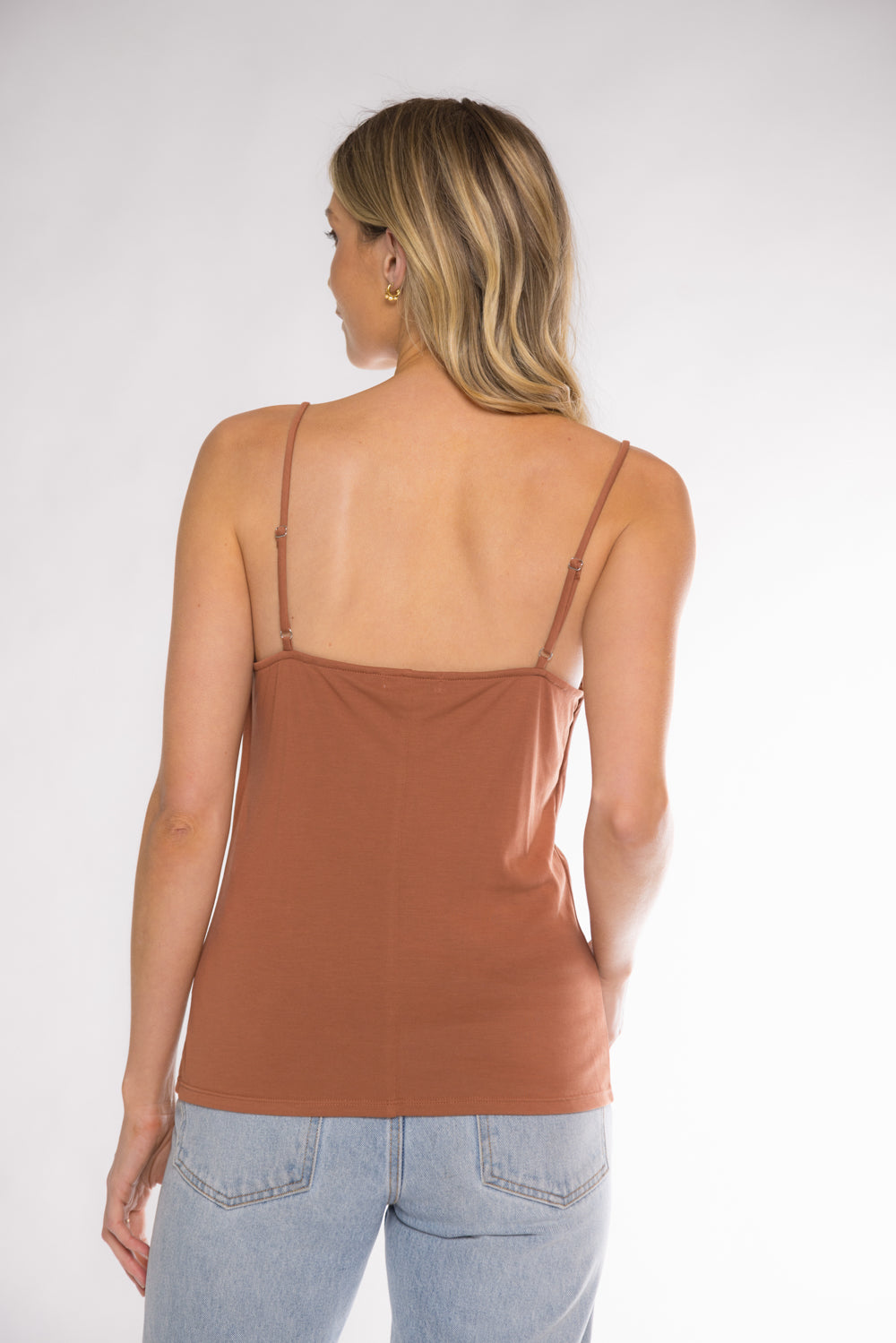 JULIA COWL NECK TOP - CLAY