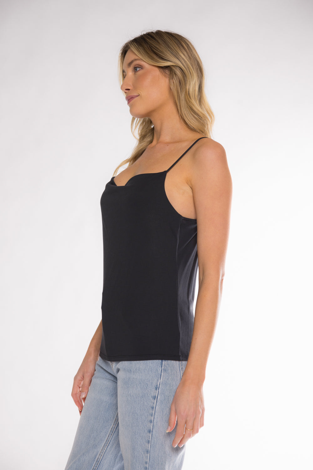 JULIA COWL NECK TOP - BLACK