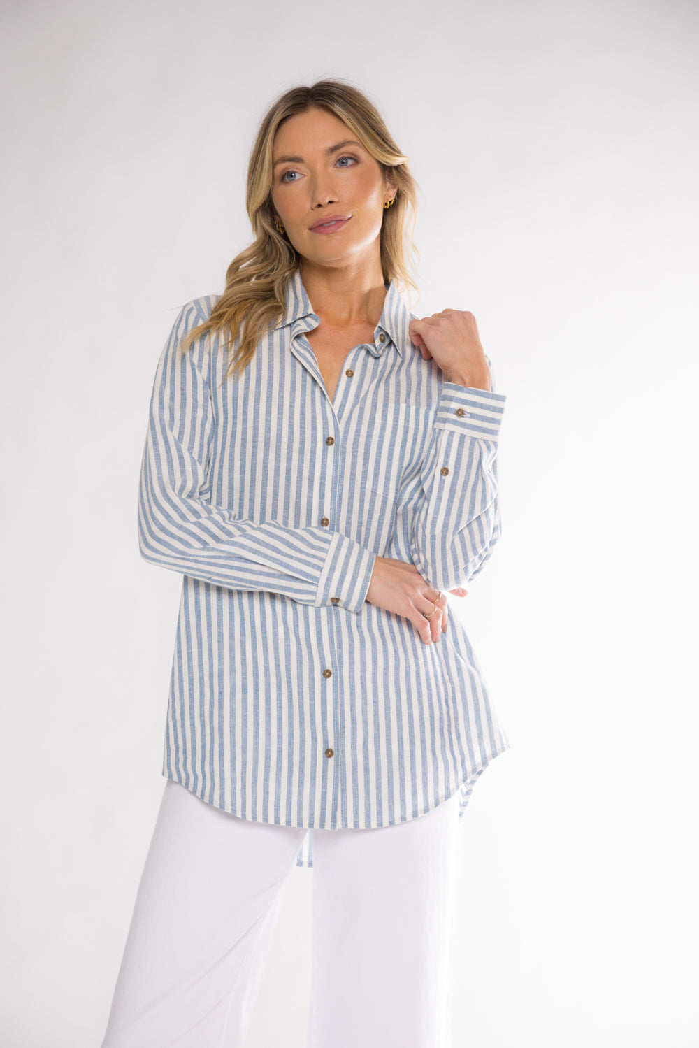 FLETCHER RELAXED BUTTON UP - DENIM