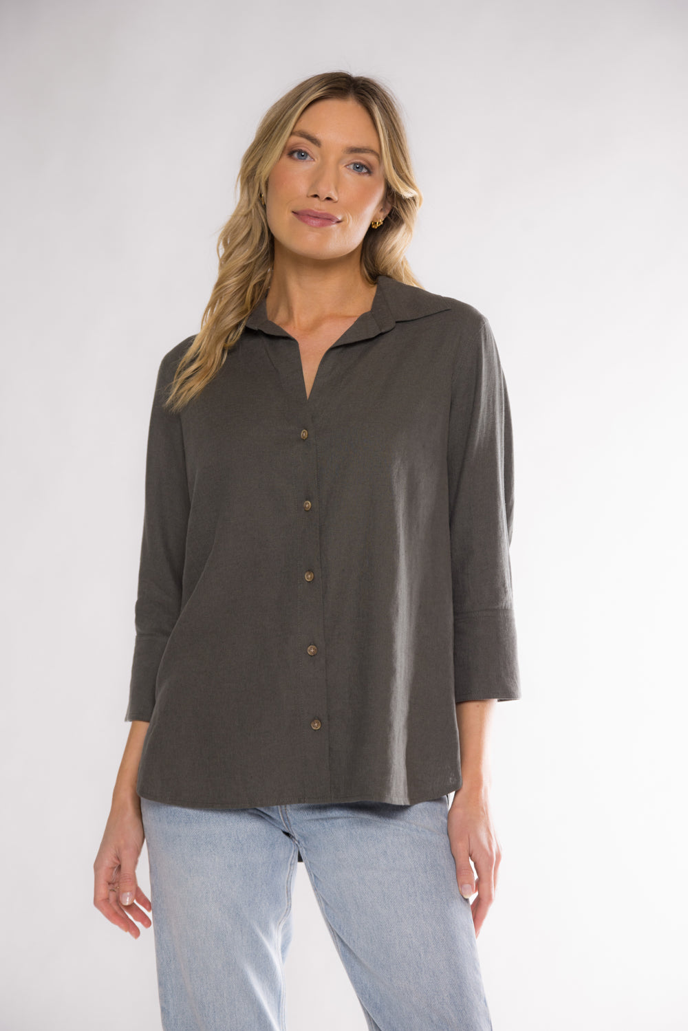 CHRYSTIE BUTTON UP - DARK OLIVE